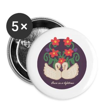 Swans in love, romantic, couple valentines day - Buttons large 2.2''/56 mm (5-pack) - white - Front