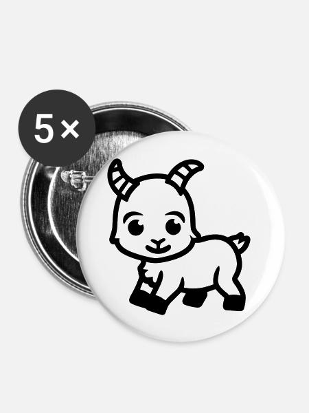 Ziegenbock - Buttons groß 56 mm (5er Pack) - Weiß