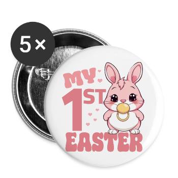 Les premières Pâques de bébé - Mes premières Pâques - Osterfest - Lot de 5 grands badges (56 mm) - blanc - Devant