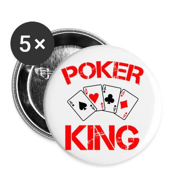 Roi du poker - Lot de 5 grands badges (56 mm) - blanc - Devant