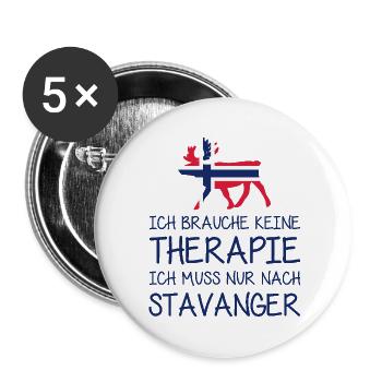 Ich brauche keine Therapie muss nur nach Stavanger - Buttons groß 56 mm (5er Pack) - Weiß - Vorne