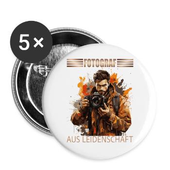 Fotograf aus Leidenschaft - Buttons groß 56 mm (5er Pack) - Weiß - Vorne