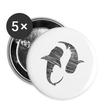 Majestätische Walhai-Silhouetten im Duett - Buttons groß 56 mm (5er Pack) - Weiß - Vorne