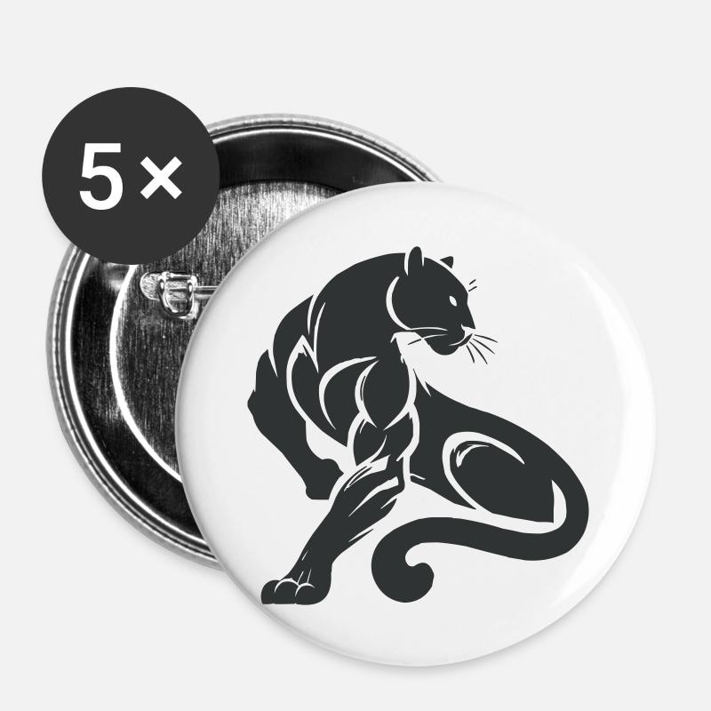 Panther Leopard - Buttons large 2.2''/56 mm (5-pack) - white