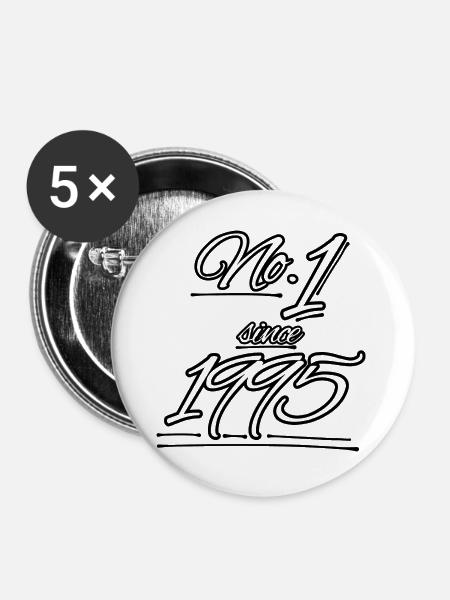 No.1 since 1995 - Buttons groß 56 mm (5er Pack) - Weiß