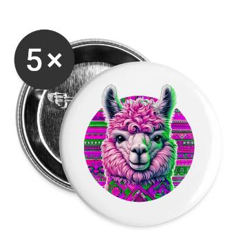Alpaka - Buttons groß 56 mm (5er Pack) - Weiß - Vorne