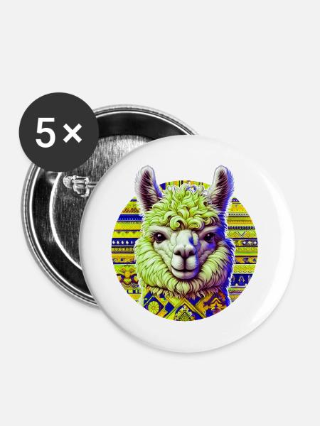 Alpaka - Buttons groß 56 mm (5er Pack) - Weiß