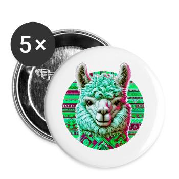 Alpaga - Lot de 5 grands badges (56 mm) - blanc - Devant