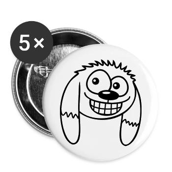 Dog looks funny grin happy smile fun - Buttons large 2.2''/56 mm (5-pack) - white - Front
