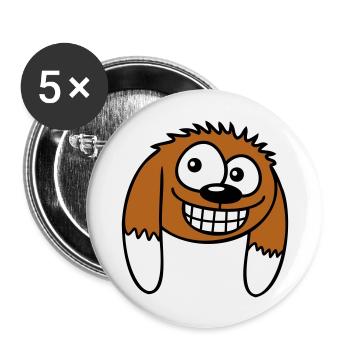 Dog looks funny grin happy smile fun - Buttons large 2.2''/56 mm (5-pack) - white - Front