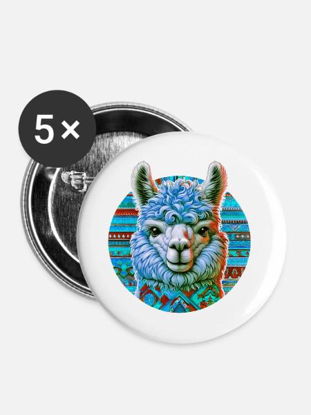 Alpaka - Buttons groß 56 mm (5er Pack) - Weiß