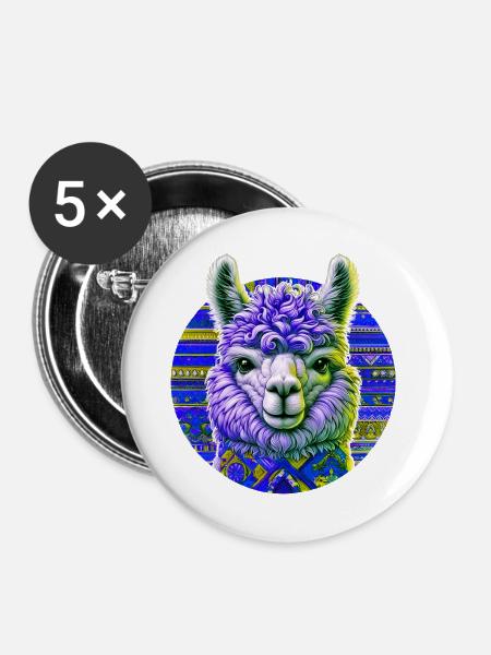 Alpaka - Buttons groß 56 mm (5er Pack) - Weiß