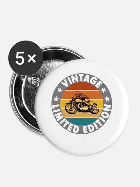 Weinlese - Buttons groß 56 mm (5er Pack) - Weiß