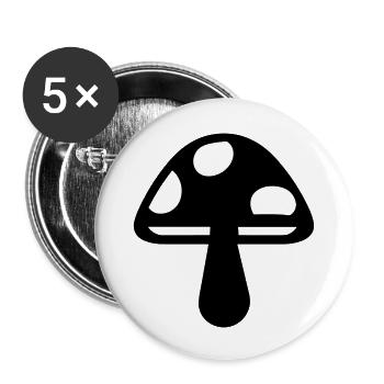 Champignon - Lot de 5 grands badges (56 mm) - blanc - Devant