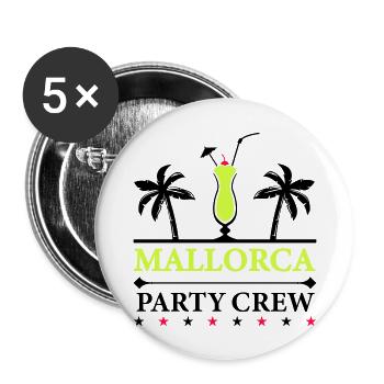 mallorca party crew - Buttons groß 56 mm (5er Pack) - Weiß - Vorne