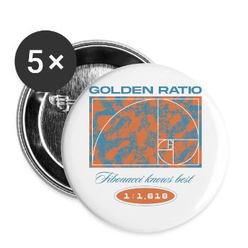 Goldener Schnitt – Fibonacci knows best - Buttons groß 56 mm (5er Pack) - Weiß - Vorne