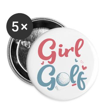 Just A Girl Who Loves Golf Golfer Hobby - Buttons large 2.2''/56 mm (5-pack) - white - Front