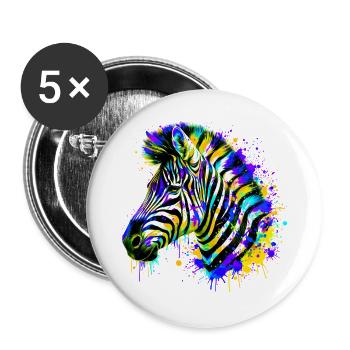 Zebra - Buttons groß 56 mm (5er Pack) - Weiß - Vorne
