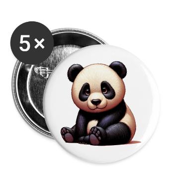 Panda - Buttons groß 56 mm (5er Pack) - Weiß - Vorne