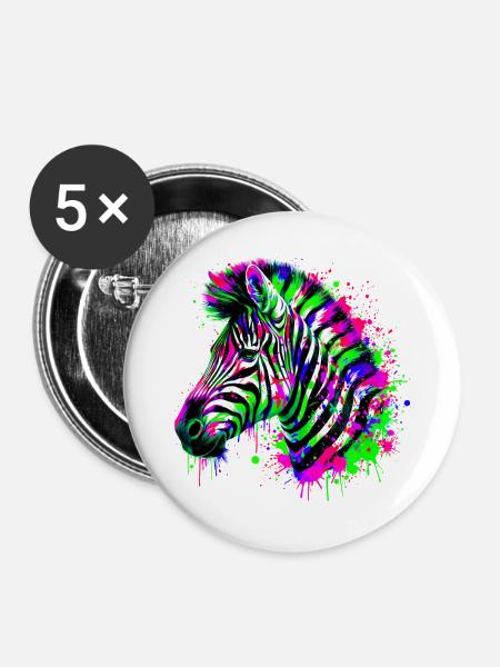 Zebra - Buttons groß 56 mm (5er Pack) - Weiß