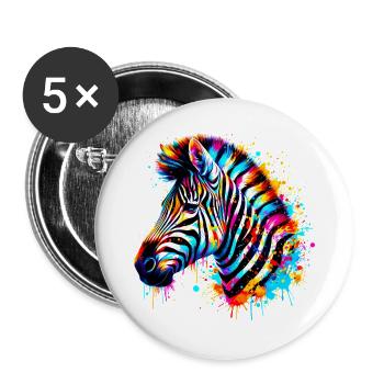 Zebra - Buttons groß 56 mm (5er Pack) - Weiß - Vorne