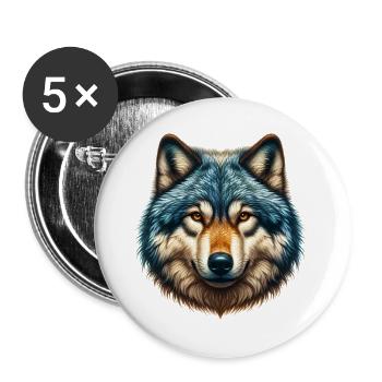 Wolf - Buttons groß 56 mm (5er Pack) - Weiß - Vorne