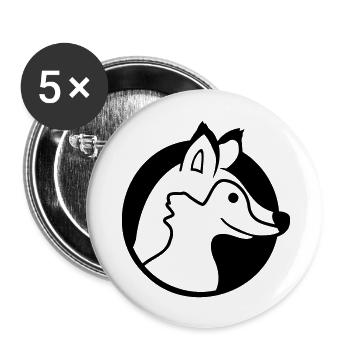 Fuchs Loch Rotfuchs Wild Tier Guckt Gesicht Kopf - Buttons groß 56 mm (5er Pack) - Weiß - Vorne