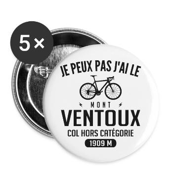 Je Peux Pas J ai mont Ventoux Cadeau Vélo Cycliste - Lot de 5 grands badges (56 mm) - blanc - Devant