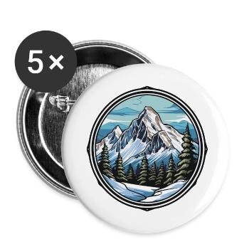 Mountains Ski Slope - Buttons large 2.2''/56 mm (5-pack) - white - Front