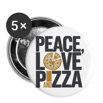 Paix, amour et pizza - Lot de 5 grands badges (56 mm) - blanc - Devant