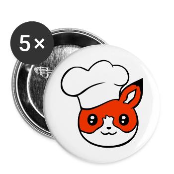 Fox Chapeau de chef Chef Cuisine Restaurant Cuisine - Lot de 5 grands badges (56 mm) - blanc - Devant