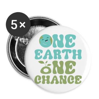 One Earth One Chance Journée de la Terre Avion environnemental - Lot de 5 grands badges (56 mm) - blanc - Devant
