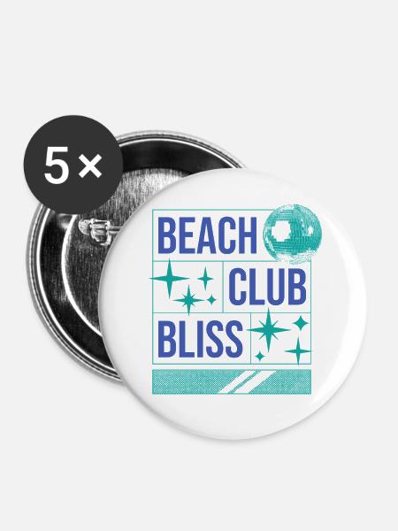 Beach Club Bliss – Sommer & Party Vibes - Buttons groß 56 mm (5er Pack) - Weiß