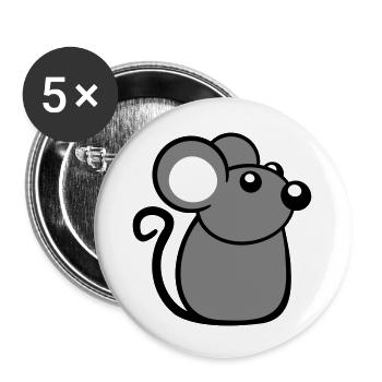 Maus Mäuschen Süße Kleine Ratte Nager Freundlich - Buttons groß 56 mm (5er Pack) - Weiß - Vorne