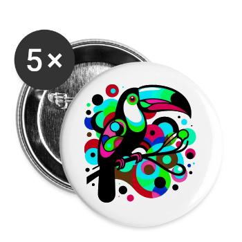 Toucan - Lot de 5 grands badges (56 mm) - blanc - Devant