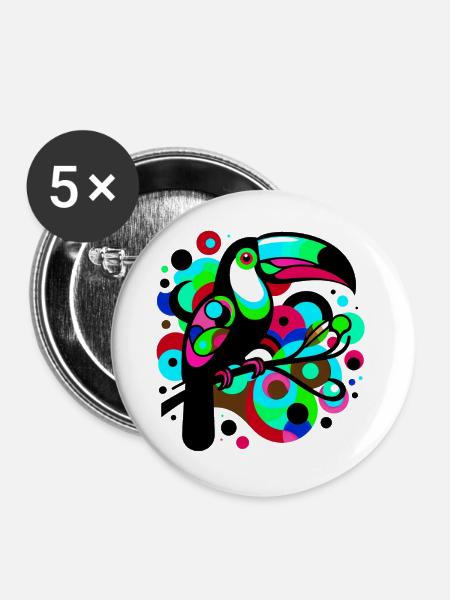 Tukan - Buttons groß 56 mm (5er Pack) - Weiß
