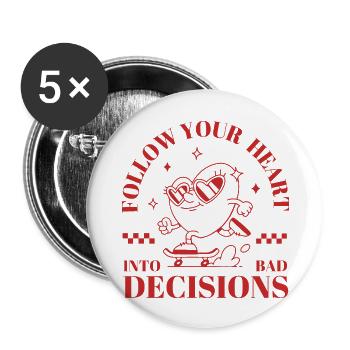 Suivez votre cœur - Lot de 5 grands badges (56 mm) - blanc - Devant