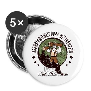 Baumstammweitwurf Wettkämpfer - Buttons groß 56 mm (5er Pack) - Weiß - Vorne
