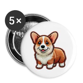 Corgi - Buttons large 2.2''/56 mm (5-pack) - white - Front