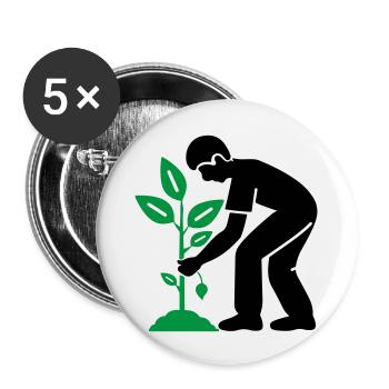 Baum Pflanzen Garten Umwelt - Buttons groß 56 mm (5er Pack) - Weiß - Vorne