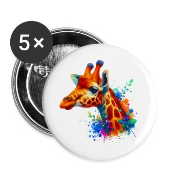 Giraffe - Buttons groß 56 mm (5er Pack) - Weiß - Vorne