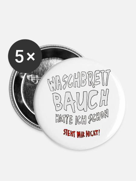Waschbrettbauch - Buttons groß 56 mm (5er Pack) - Weiß
