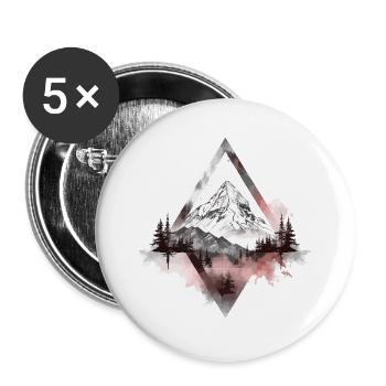 Berg Berge Bergsteigen Wandern Klettern Natur - Buttons groß 56 mm (5er Pack) - Weiß - Vorne
