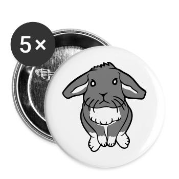 Bunny rabbit bunny rodent sits cute high - Buttons large 2.2''/56 mm (5-pack) - white - Front