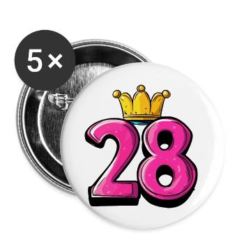 28 Number Krone - Buttons large 2.2''/56 mm (5-pack) - white - Front
