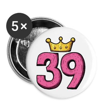 39 Number Crown - Buttons large 2.2''/56 mm (5-pack) - white - Front