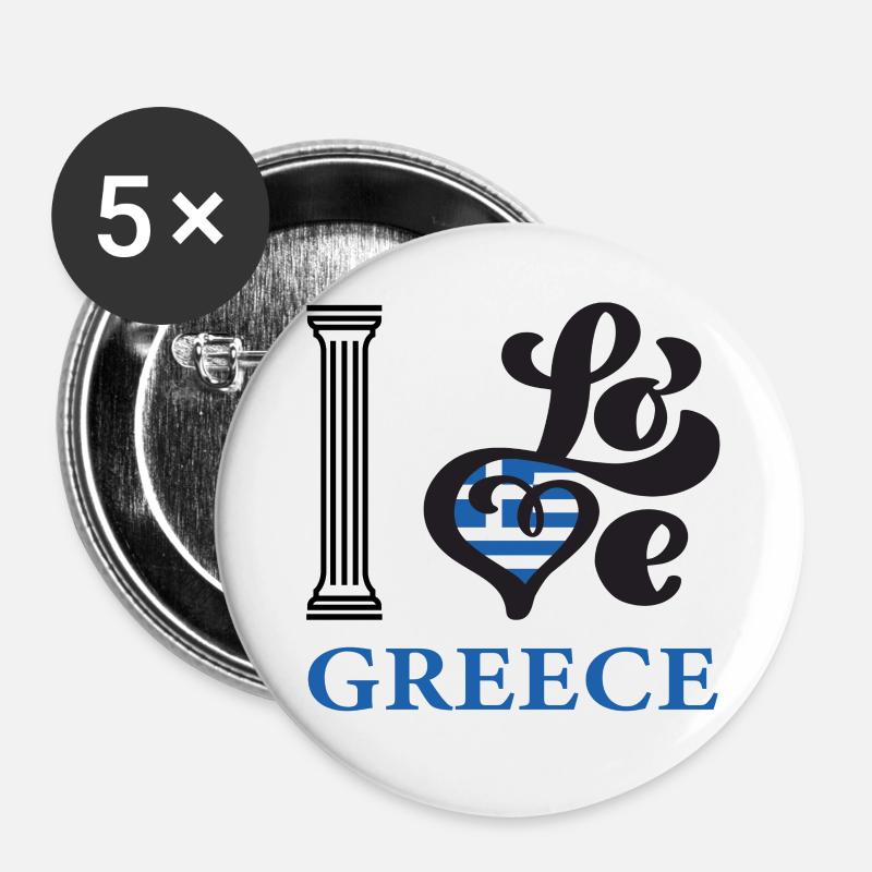 I love Greece - Buttons large 2.2''/56 mm (5-pack) - white