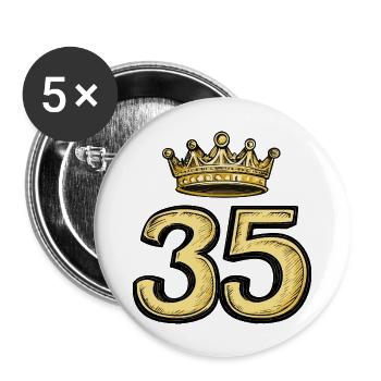 35 Zahl Krone - Buttons groß 56 mm (5er Pack) - Weiß - Vorne