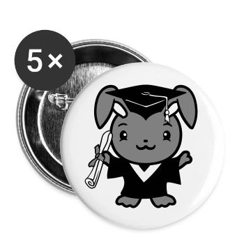 Bunny College School Graduation Abitur Certificate Sweet - Buttons large 2.2''/56 mm (5-pack) - white - Front