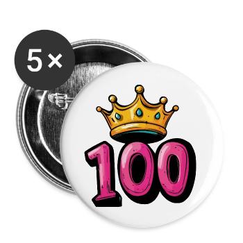 100 Number Crown - Buttons large 2.2''/56 mm (5-pack) - white - Front